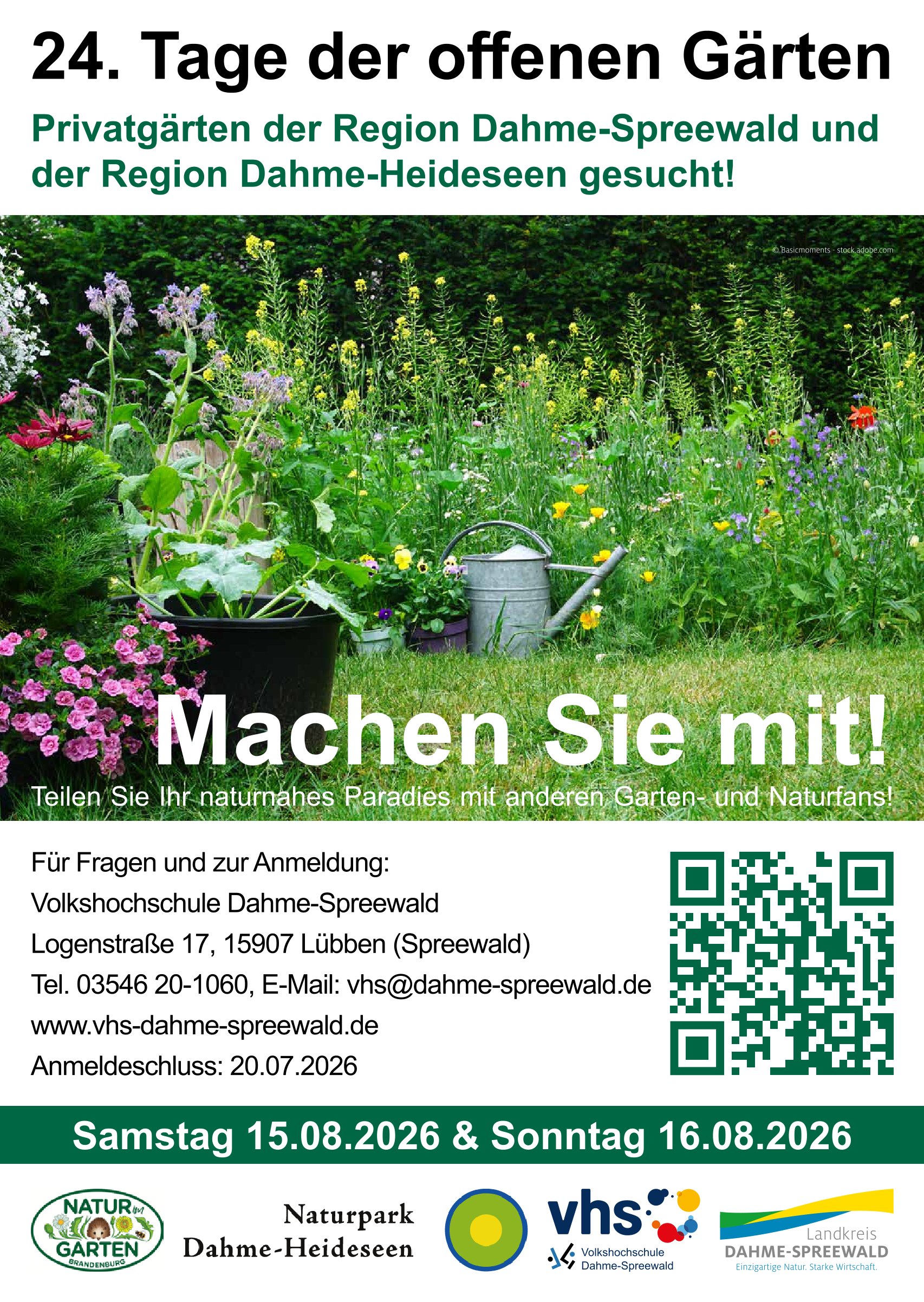 Öffnet die Seite 'Aufruf 2026 Garten gesucht!' Aufruf zur Teilnahme zu den Tagen der offenen Gärten im Landkreis